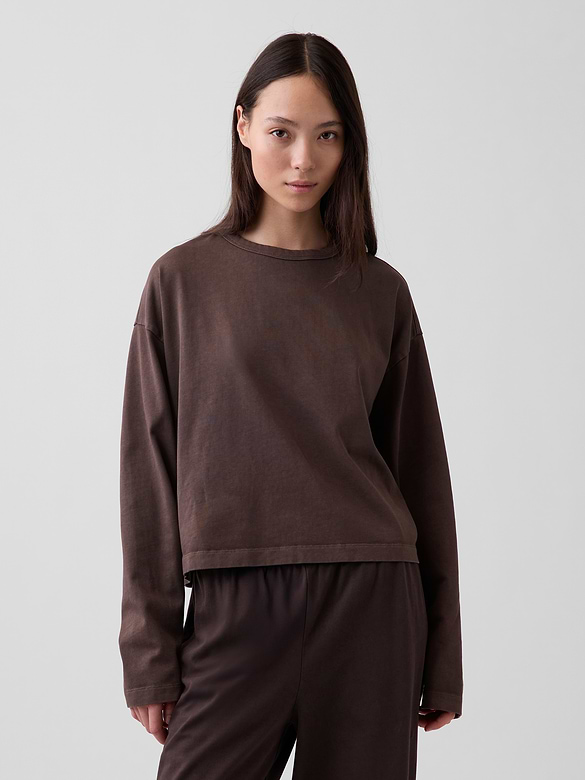 Knit Oversized Crop T-Shirt