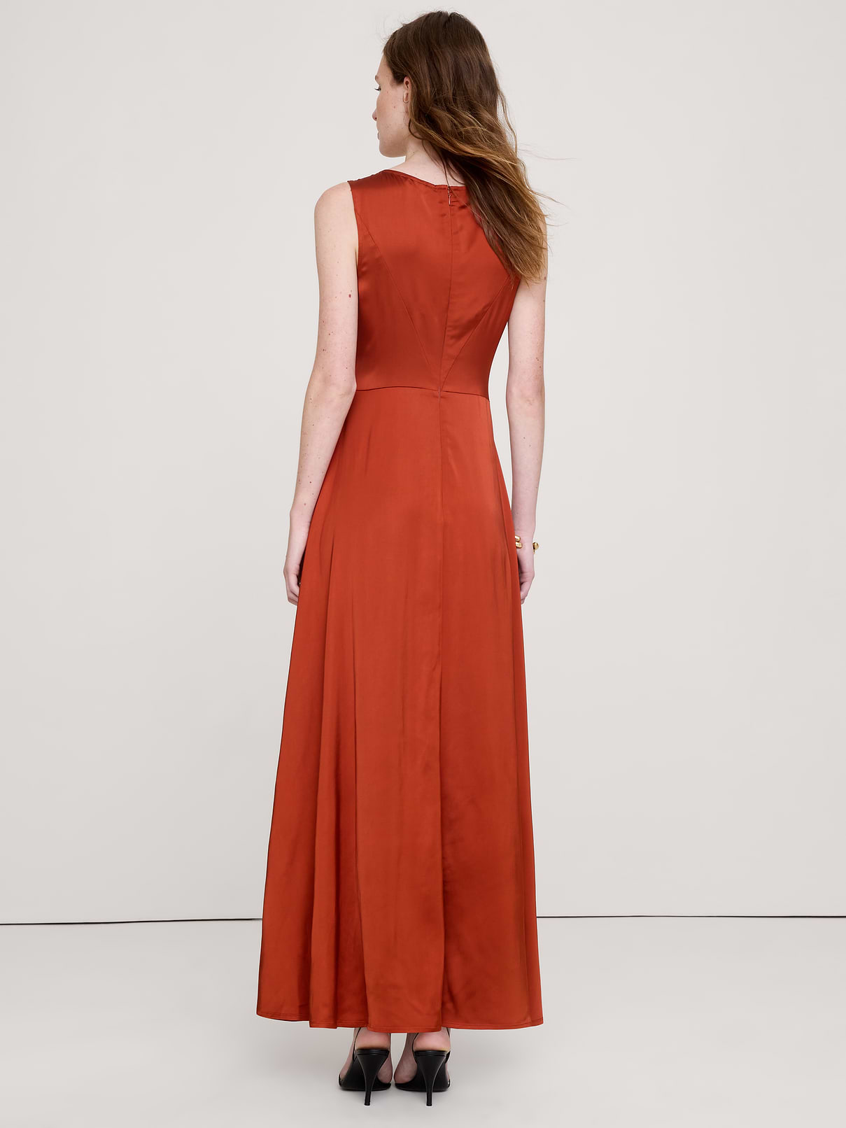 Image number 2 showing, Stretch-Satin Cowl-Neck Maxi Dress