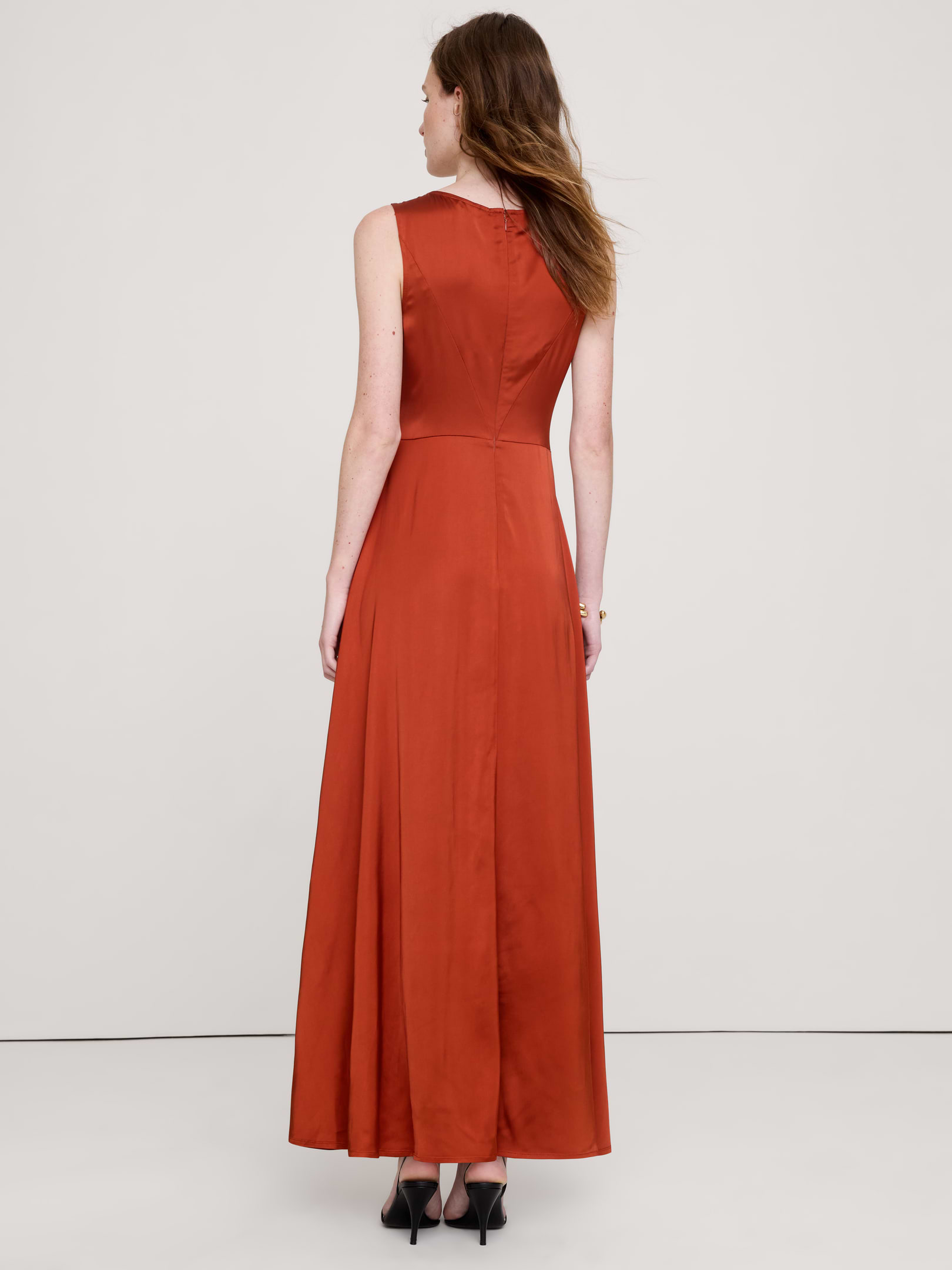 Image number 2 showing, Stretch-Satin Cowl-Neck Maxi Dress