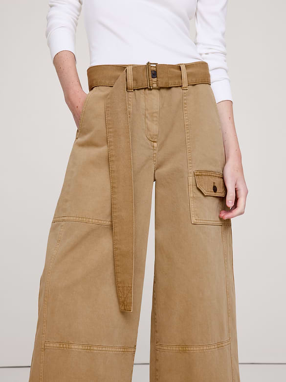High-Rise Wide-Leg Cotton Utility Pant