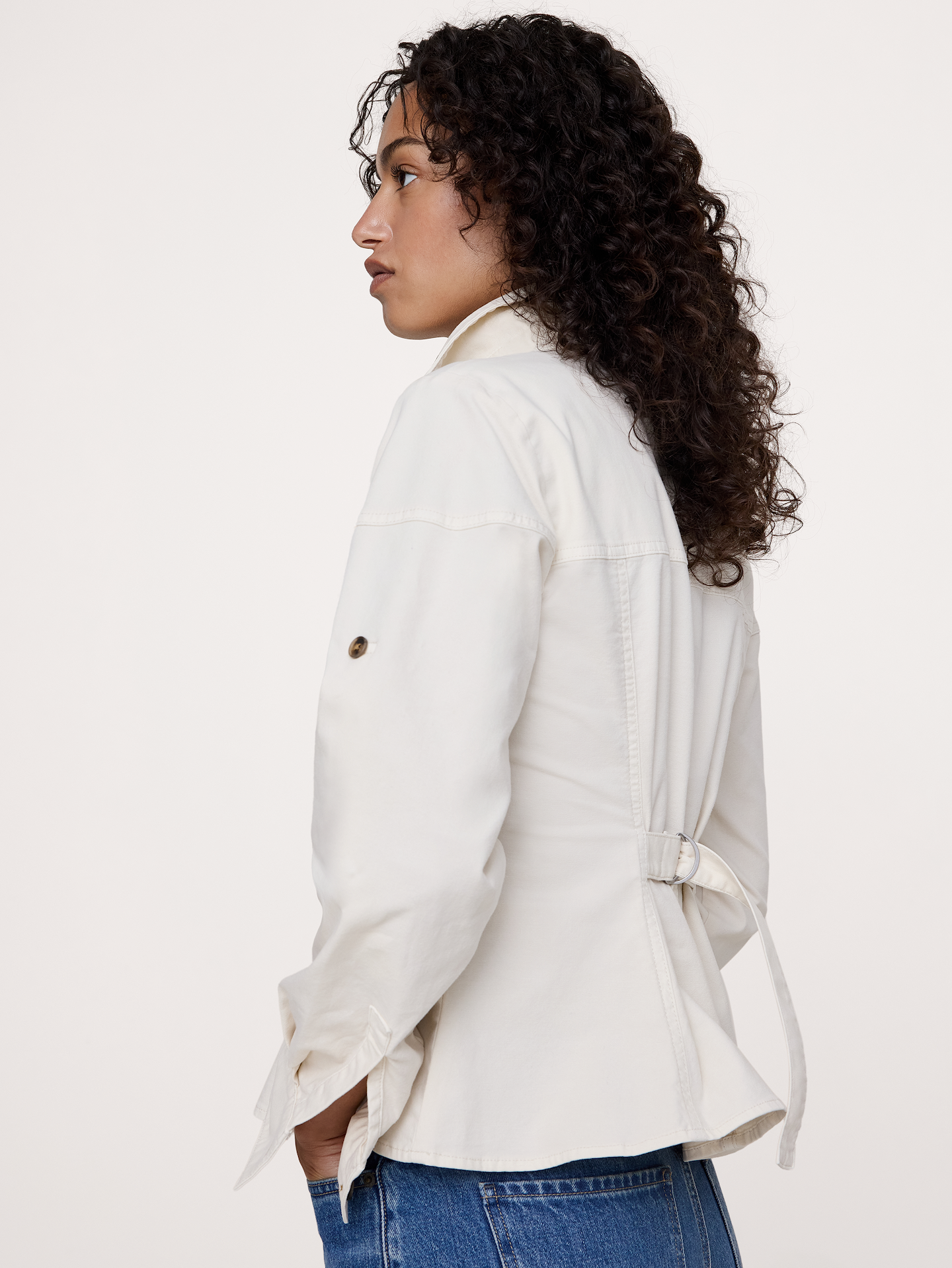 Image number 3 showing, Stretch-Cotton Pleated-Waist Top