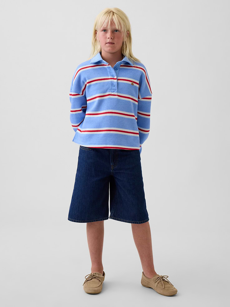 Image 2 de 6, Polo coupe droite surdimensionnée en coton ouaté pour Enfant