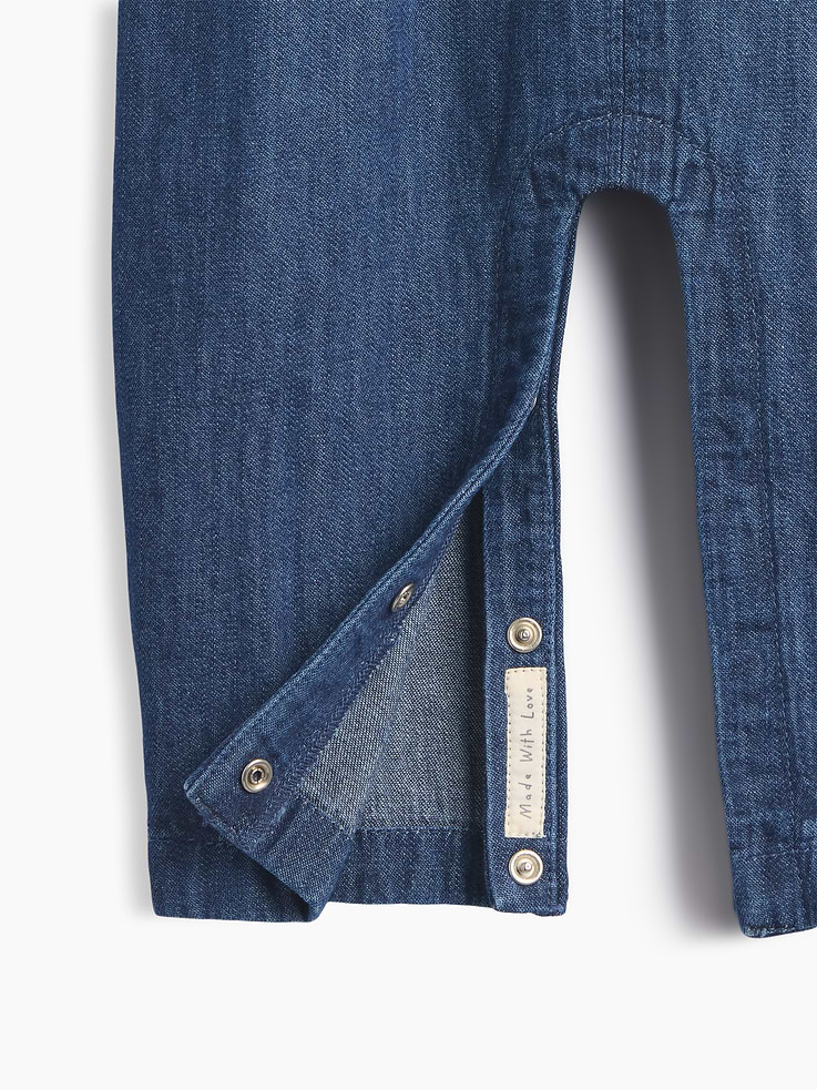 Image 3 de 3, Une-pièce en denim à boucle décorative pour Bébé