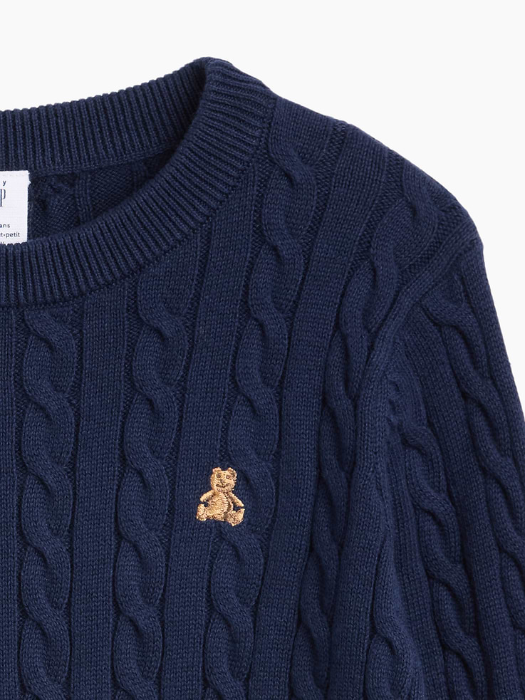 Image 2 of 3, babyGap Brannan Bear Cable-Knit Crewneck Sweater