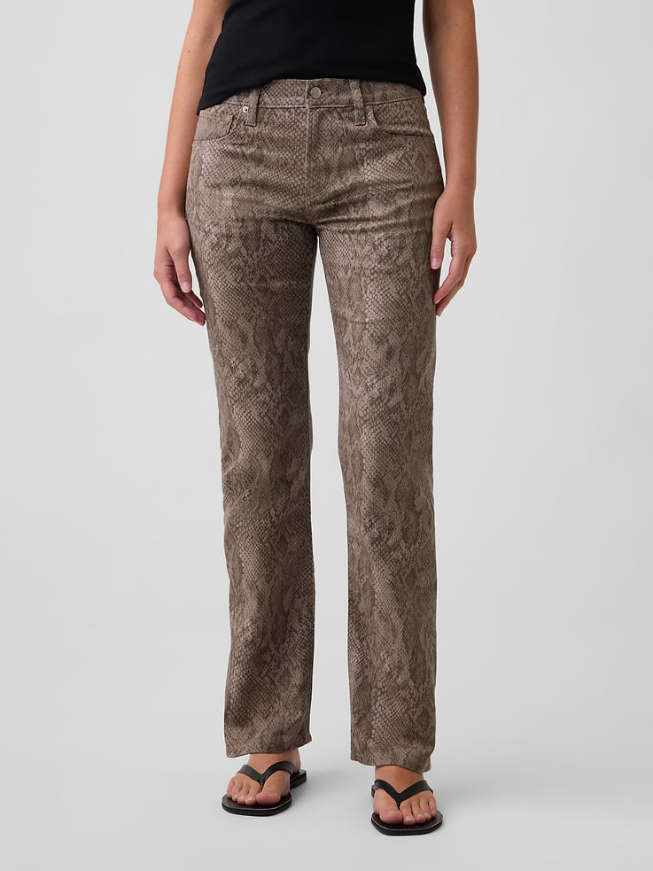 Image number 2 showing, Mid Rise Snake Print '90s Slim Straight Jeans