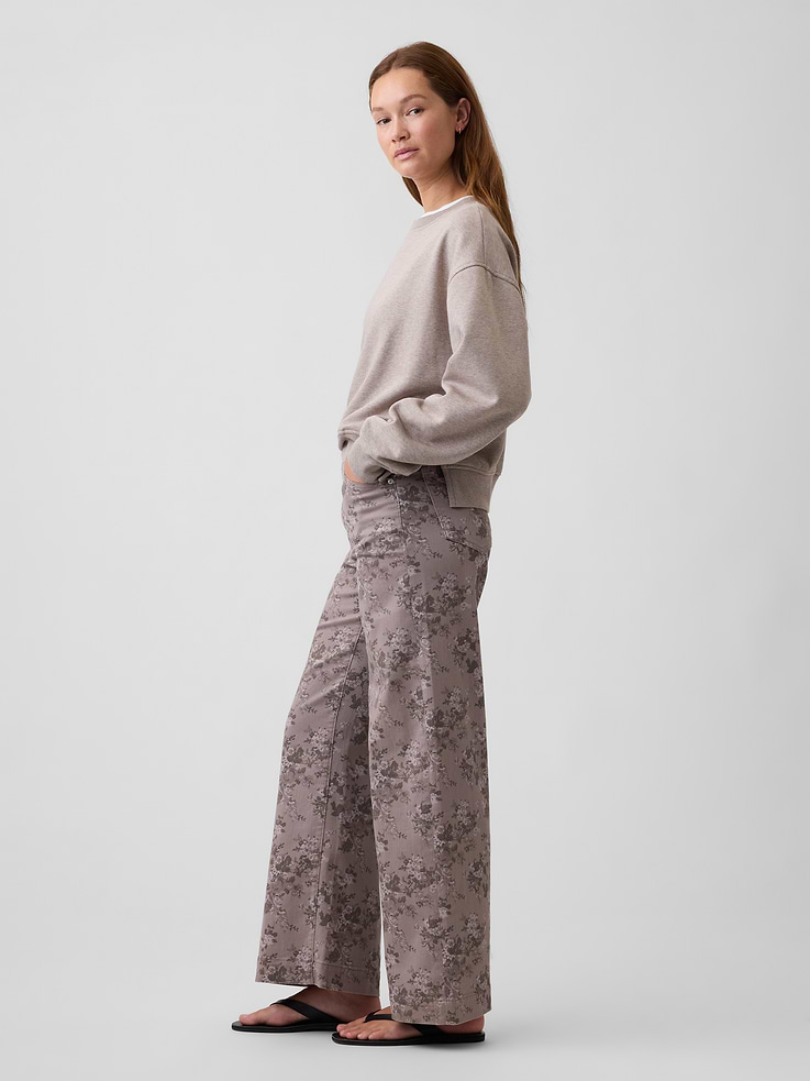Image number 3 showing, High Rise Wide-Leg Print Crop Jeans