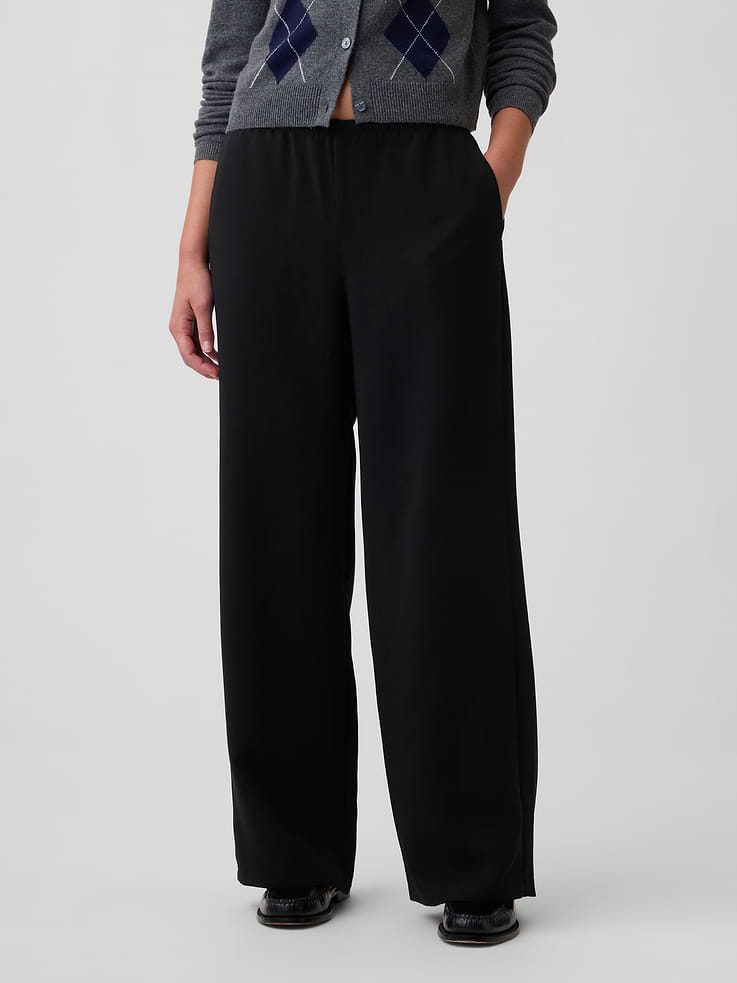 Image number 2 showing, 100% Recycled Pull-On Wide-Leg Pants