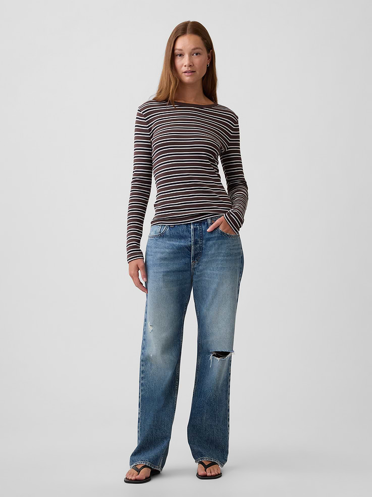 Image 3 of 4, Modern Ribbed Crewneck T-Shirt