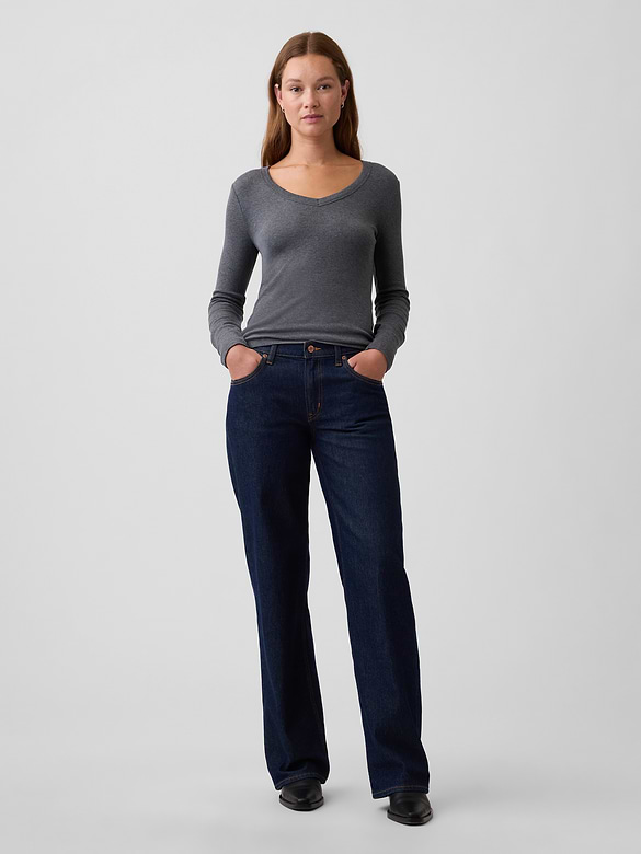 Modern Ribbed V-Neck T-Shirt
