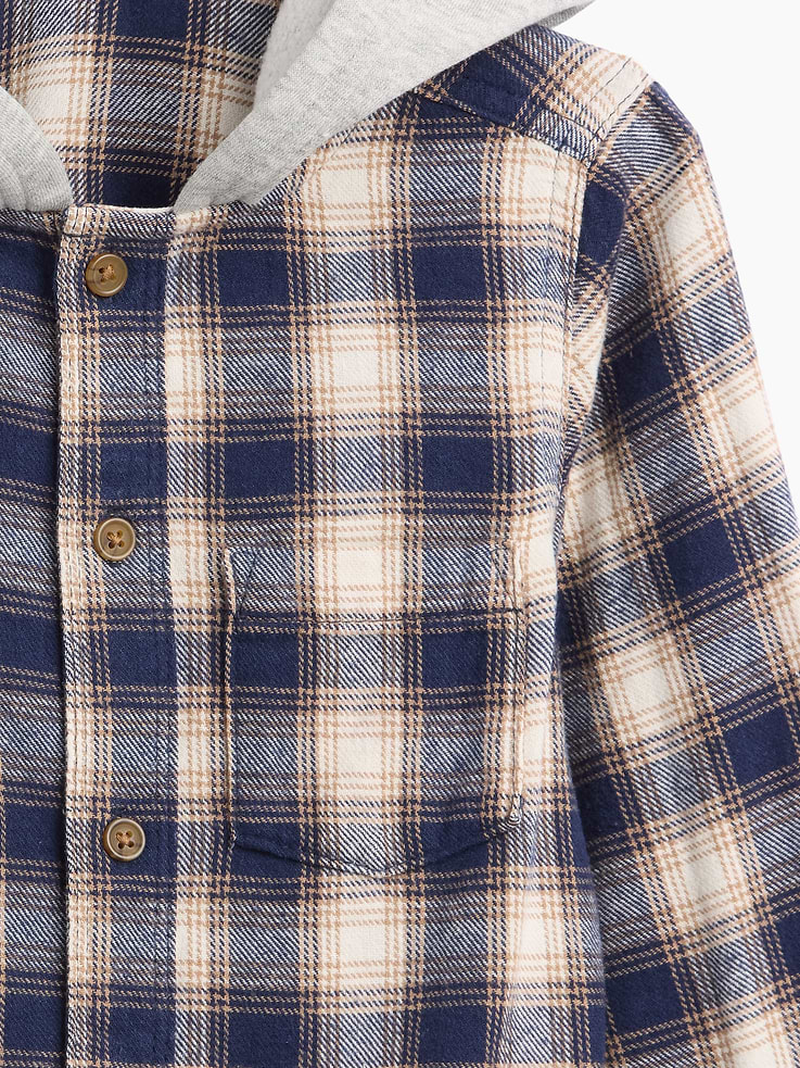 Image 2 of 3, babyGap Hooded Flannel Shirt