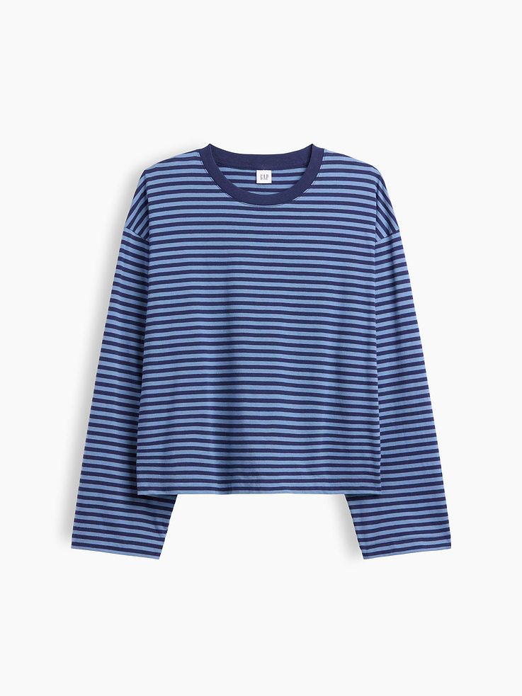 Image 5 of 5, Oversized Boxy Stripe Crewneck T-Shirt