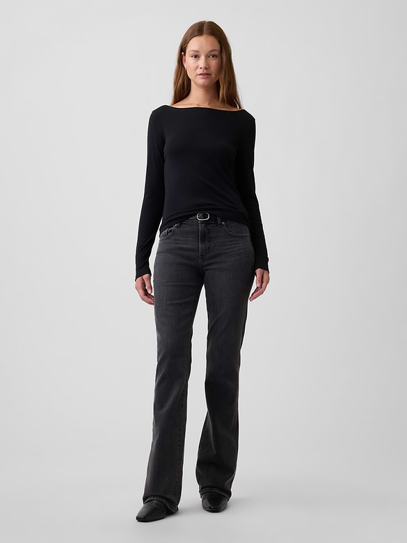 Modern Ribbed Boatneck T-Shirt