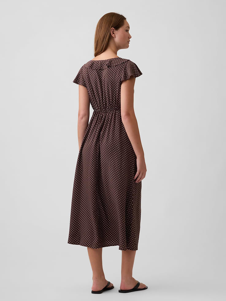 Image 2 of 6, Flutter Sleeve V-Neck Midi Dress