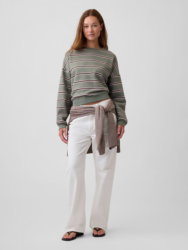 Image 3 of 5, Relaxed Cropped Crewneck Sweatshirt