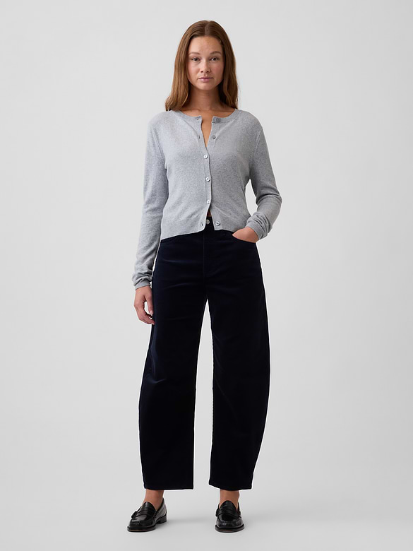 High Rise Barrel Corduroy Pants