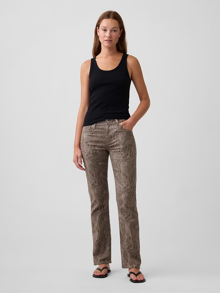 Image number 1 showing, Mid Rise Snake Print '90s Slim Straight Jeans