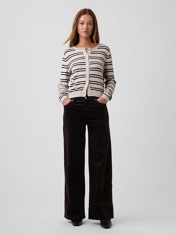 Mid Rise Wide-Leg Corduroy Pants