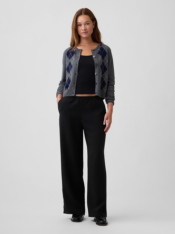 100% Recycled Pull-On Wide-Leg Pants