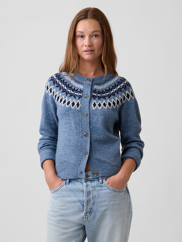 Fair Isle Lightweight Crewneck Cardigan