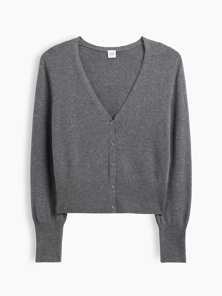 Image 5 of 5, CashSoft Cropped V-Neck Cardigan
