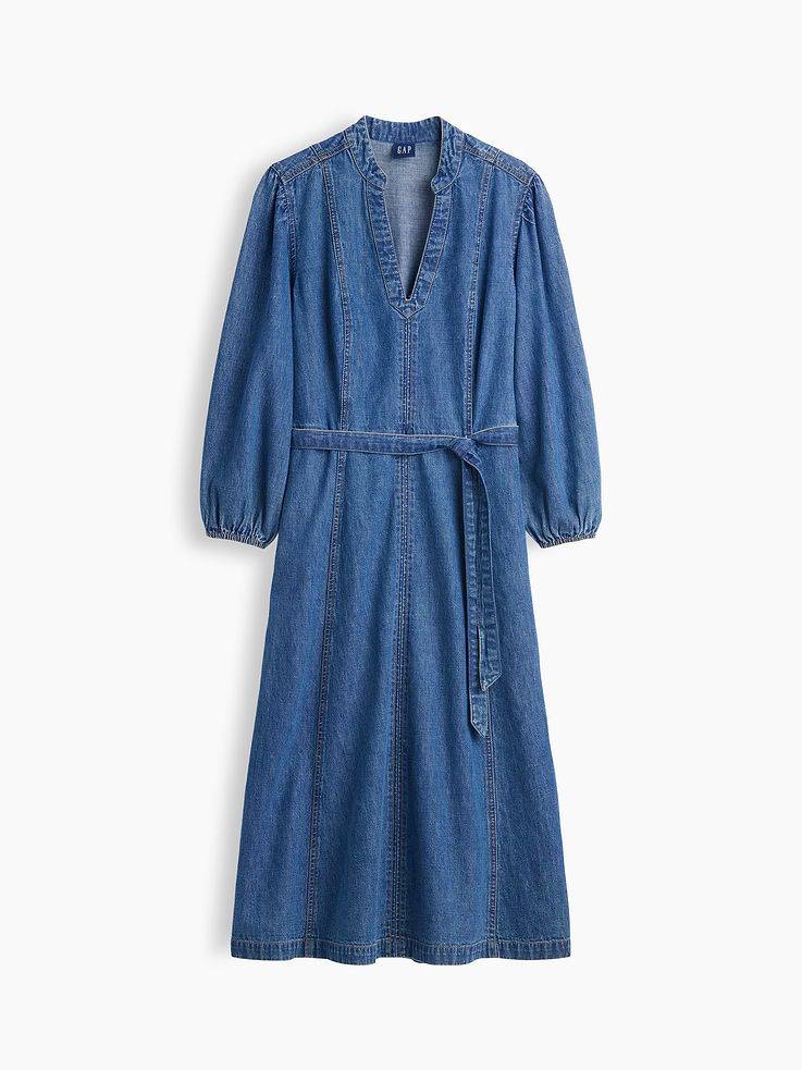Image number 5 showing, Denim Tie-Belt Midi Dress