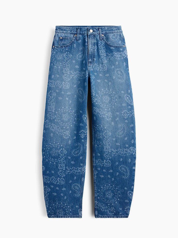 Image number 6 showing, High Rise Bandana Print Barrel Jeans