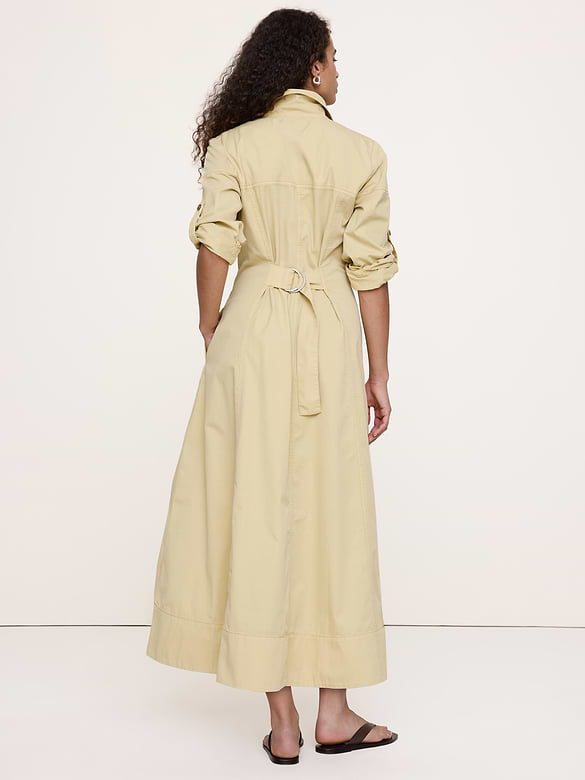 Robe-chemisier à panneaux en sergé de coton