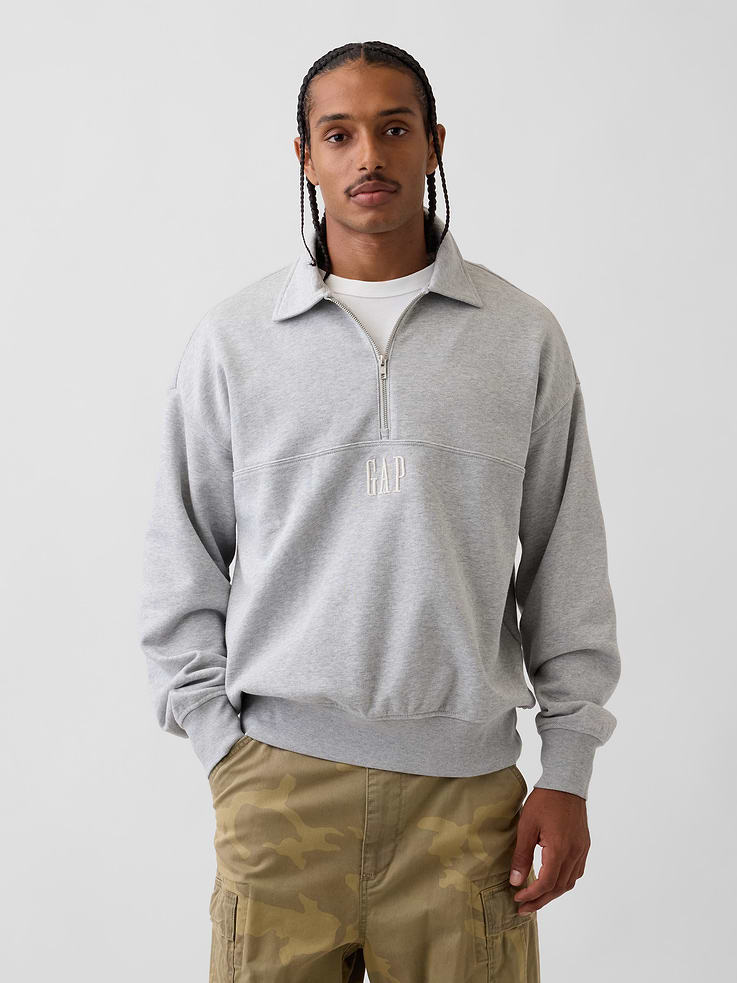 Image number 1 showing, Heavyweight Oversized Logo Half-Zip Pullover