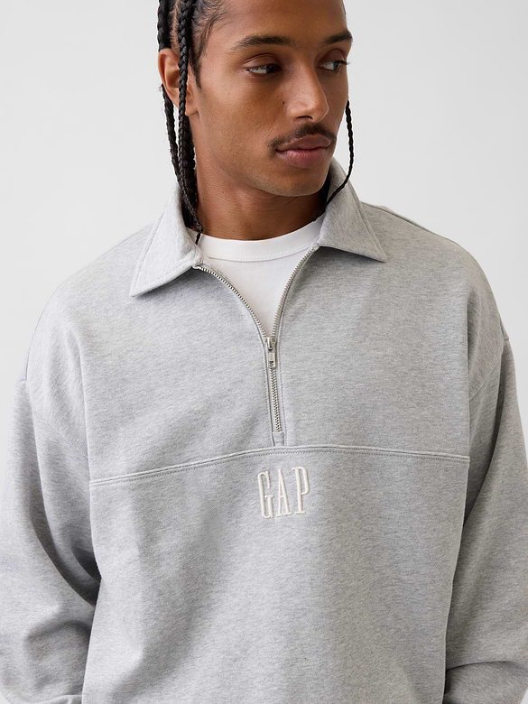 Heavyweight Oversized Logo Half-Zip Pullover