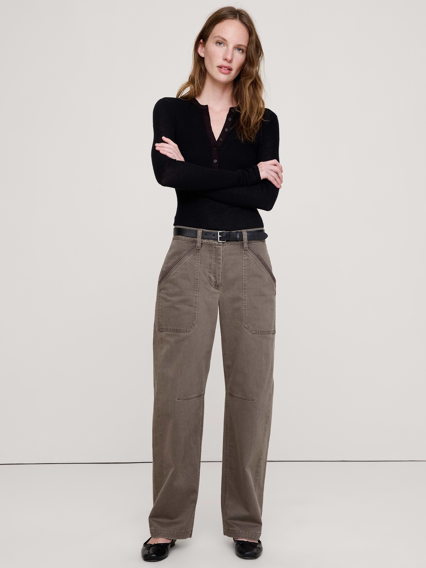 Image number 1 showing, Low-Rise Relaxed Utility Pant