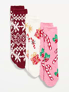 Image 1 of 2, includes 3 pairs of cozy crew socks, elasticized openings, notched toe seams, Product #907906