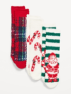 Image 1 of 2, includes 3 pairs of cozy crew socks, elasticized openings, notched toe seams, Product #907906