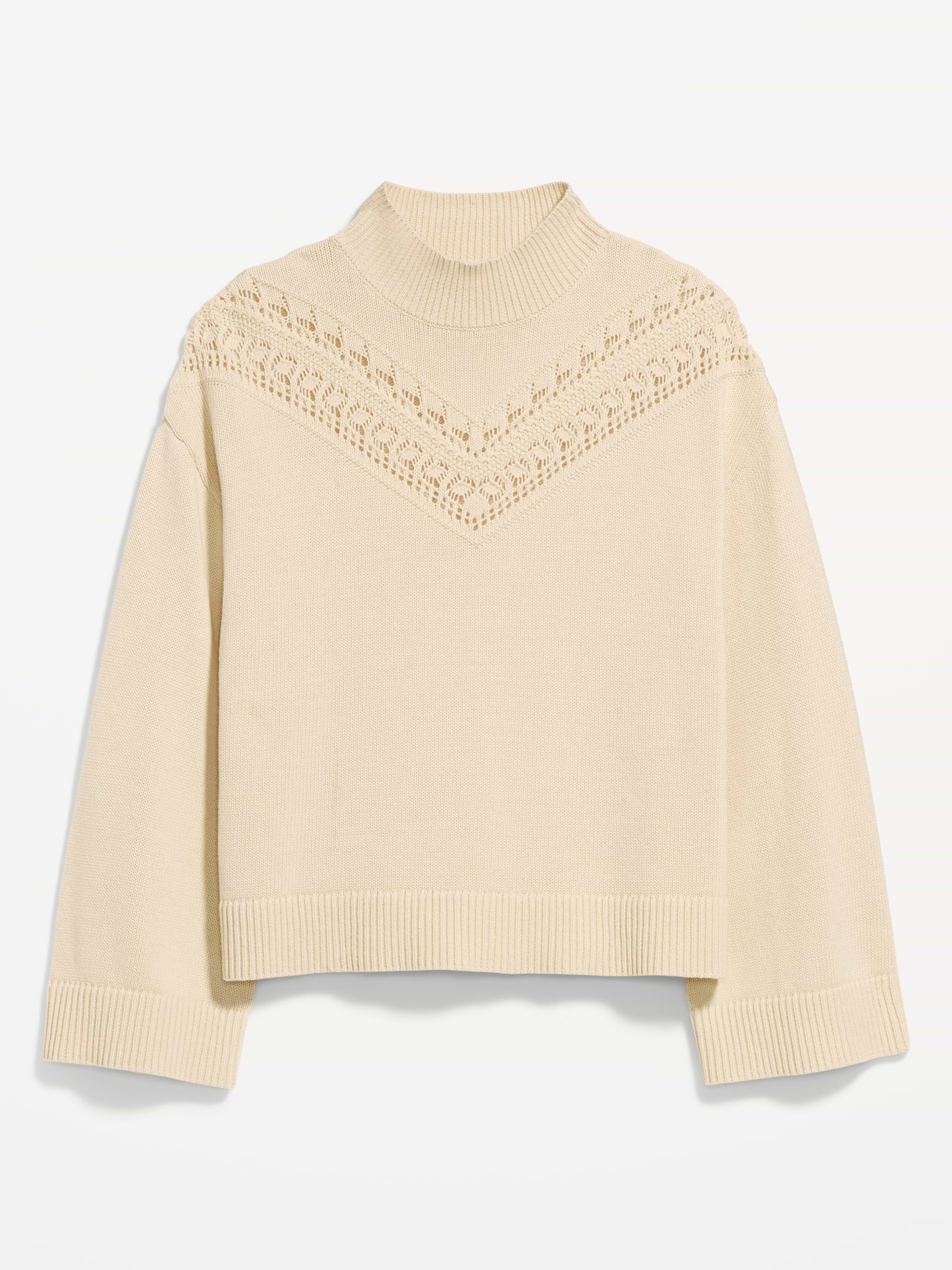 Mock-Neck Lace Inset Sweater | Old Navy