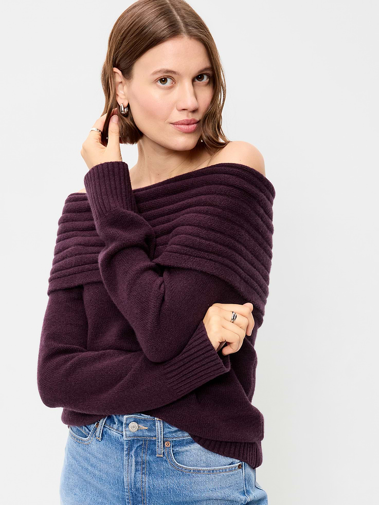 Image 3 of 5, Relaxed Off-The-Shoulder Sweater