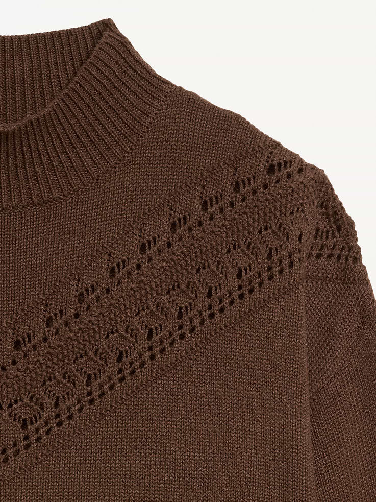 Image 5 of 5, Mock-Neck Lace Inset Sweater