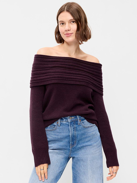 Relaxed Off-The-Shoulder Sweater