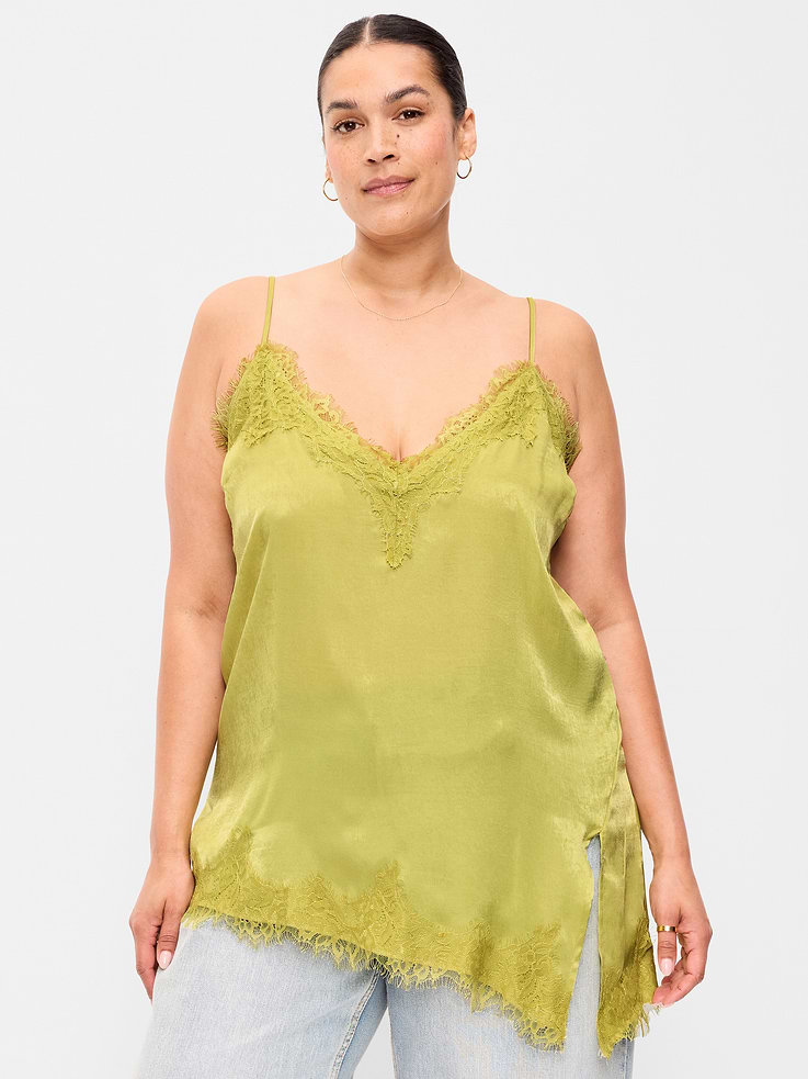Image number 7 showing, Asymmetrical Lace-Trim Cami Top