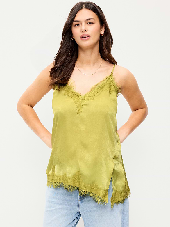 Asymmetrical Lace-Trim Cami Top