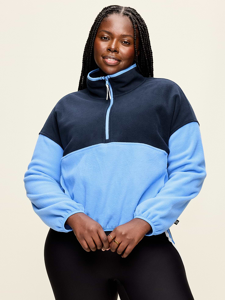 Image number 7 showing, Oversized Half-Zip Cropped Fleece Sweatshirt