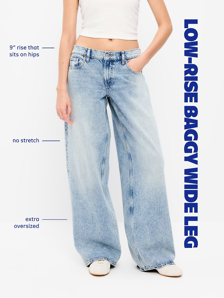 L'image numéro 1 présente Jean coupe généreuse à jambe large à taille basse