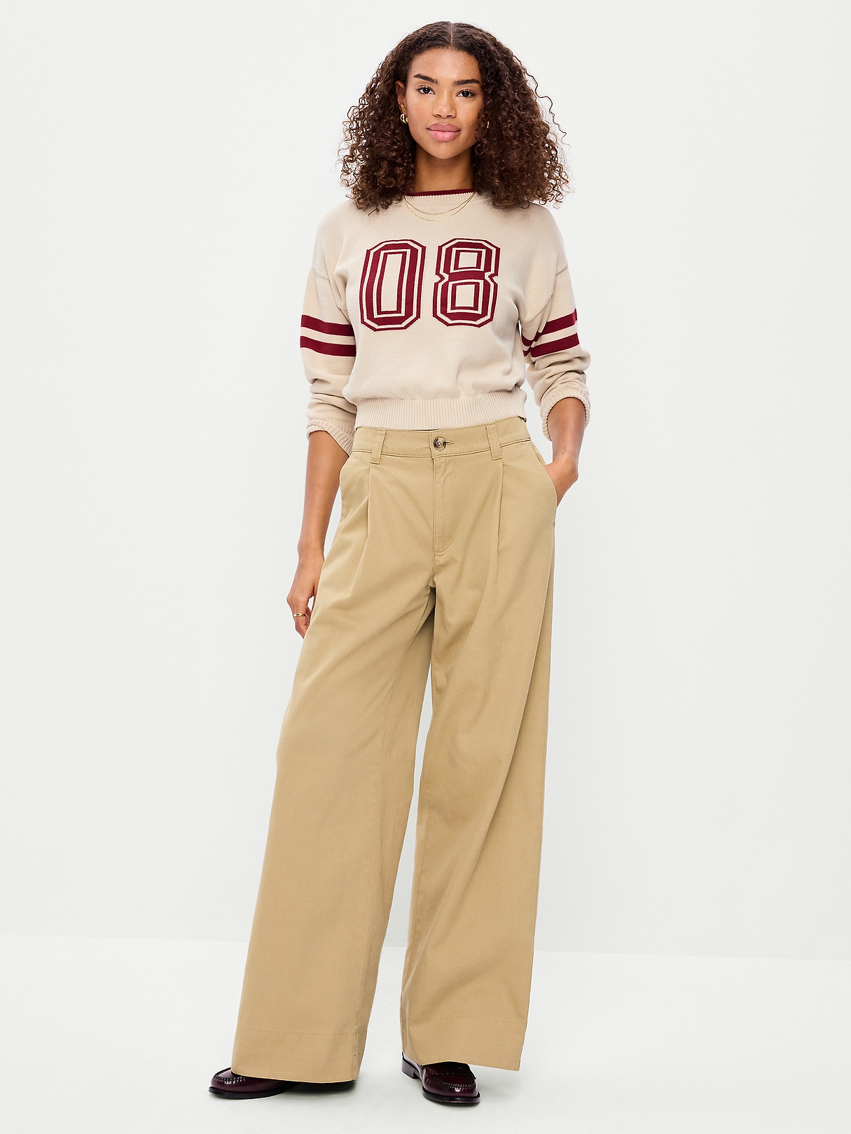 Mid-Rise Pleated Wide-Leg Pants | Old Navy