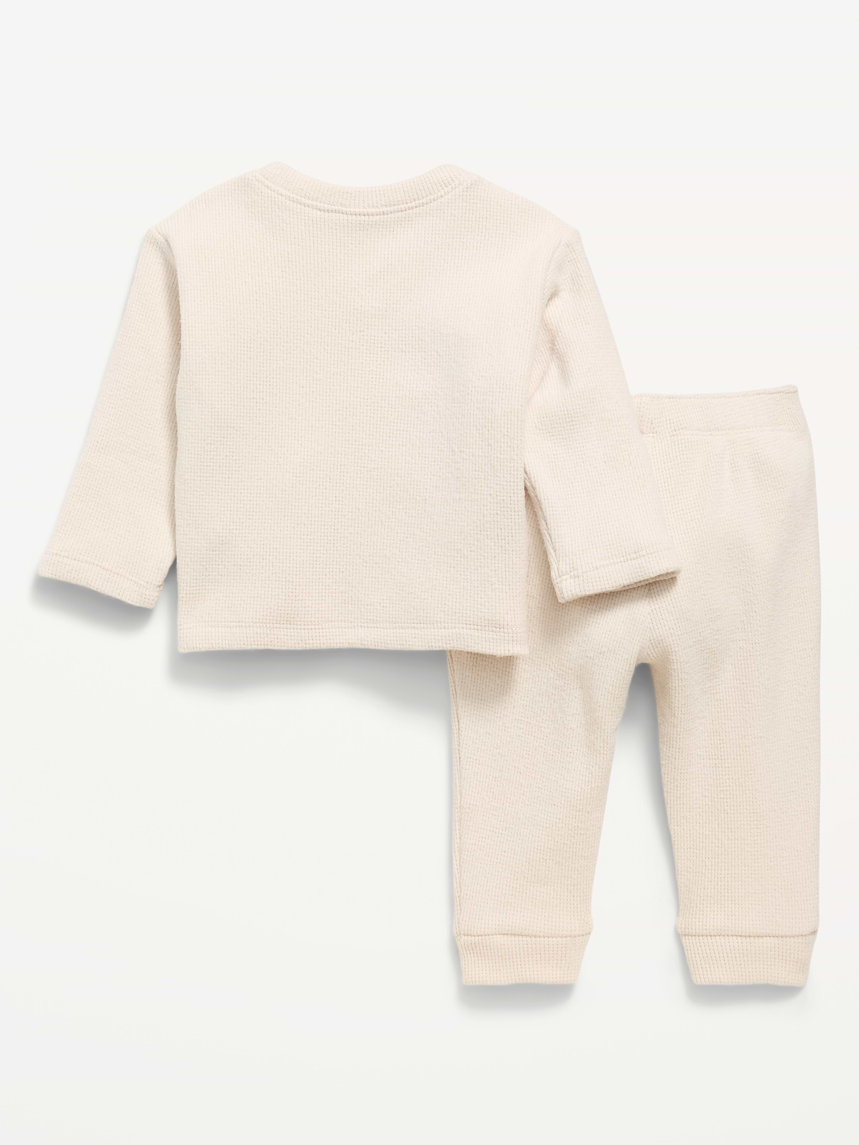 Image number 2 showing, Long-Sleeve Waffle-Knit Henley Top and Pants Set for Baby
