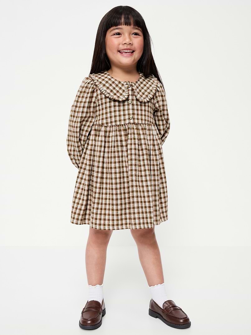 Long-Sleeve Flannel Dress for Toddler Girls
