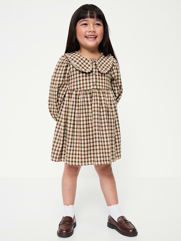 Long-Sleeve Flannel Dress for Toddler Girls