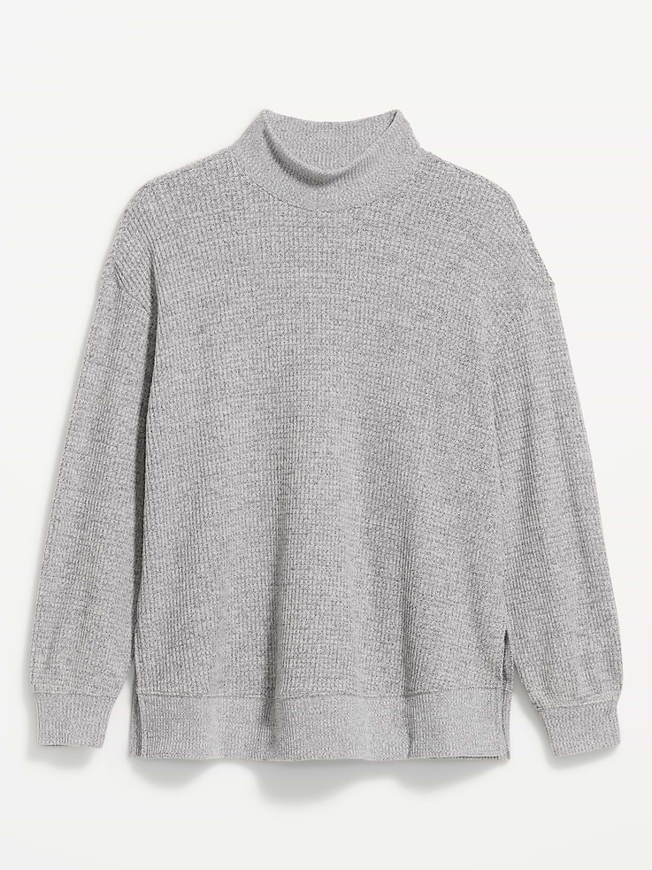 Image 3 of 7, Oversized Mock-Neck Long-Sleeve Top