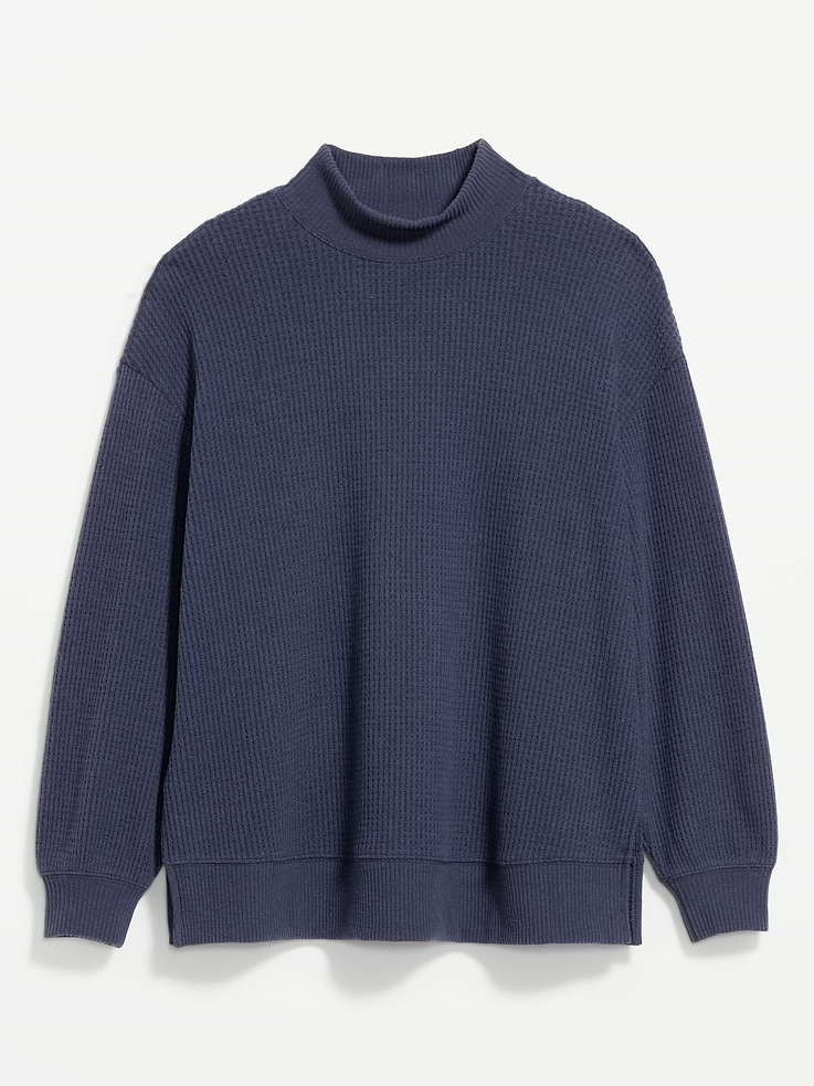 Image 3 of 7, Oversized Mock-Neck Long-Sleeve Top