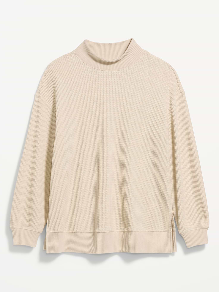 Image 5 of 9, Oversized Mock-Neck Long-Sleeve Top