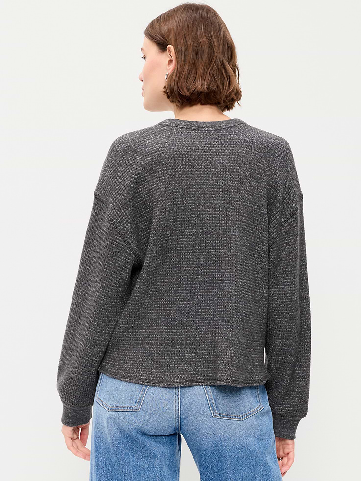 Image number 2 showing, Long-Sleeve Crew-Neck Henley T-Shirt