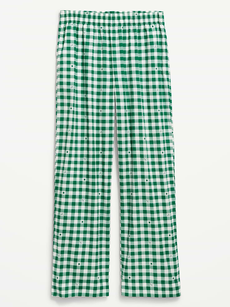 Image 4 of 6, High-Waisted Poplin Pajama Pant