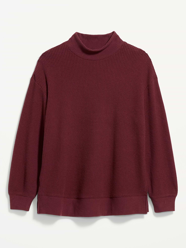 Image 1 of 7, mock neck, long sleeves, rib-knit trim, Product #908489